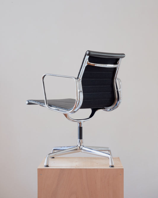 Charles and Ray Eames : Model EA108 Side Chair [Switzerland] Chrome/Leather/Hopsack